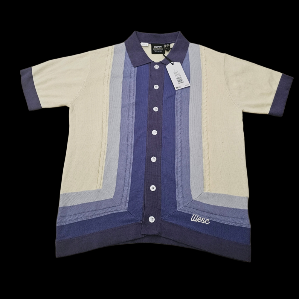Charlie Sheen Wesc Men's Navy and Cream Button Down Shirt
